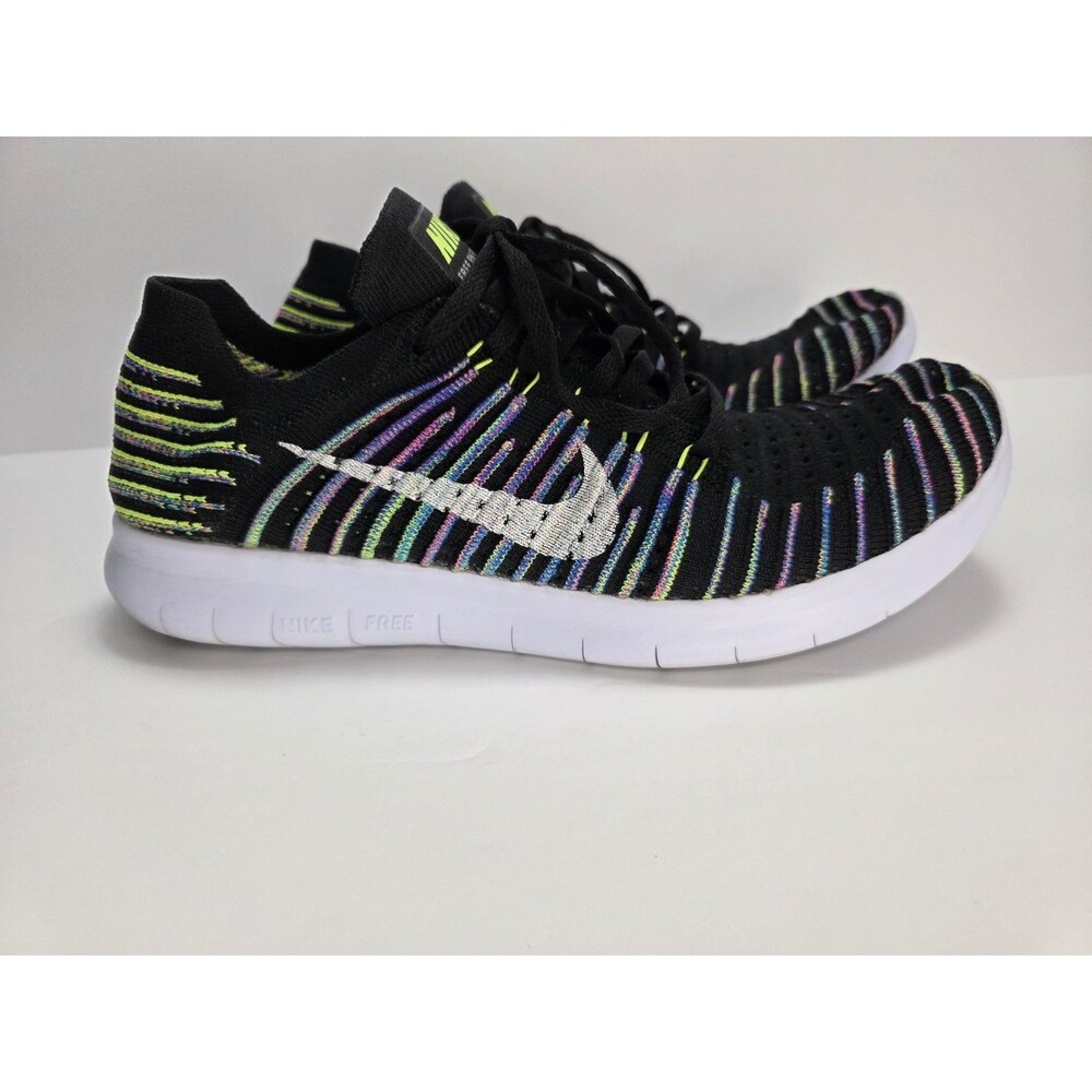 Nike Free RN Flyknit Black/Multi-Color Womens Running Shoes US 9 831070-003